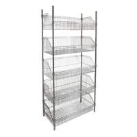 &eacute;tag&egrave;re &agrave; paniers-tablettes en treillis m&eacute;tallique, Tiers 5, 48" la x 74" h x 24" p Quali-T-Solutions