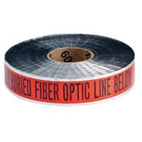 Ruban d'avertissement de danger souterrain Fiber Optic Line Identoline, 2" la x 1000' lo, Noir/orange Quali-T-Solutions
