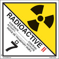 &eacute;tiquettes d'exp&eacute;dition TMD, Classe 7, Radioactif II, Papier Quali-T-Solutions