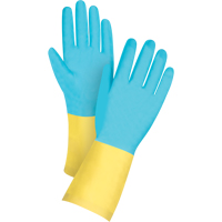Gants tremp&eacute;s de premi&egrave;re qualit&eacute; r&eacute;sistants aux produits chimiques, Taille Petit/7, 12" lo, N&eacute;opr&egrave;ne/Latex de caoutchouc, Doublure en Coton/Ouat&eacute;e, 20 mils Quali-T-Solutions