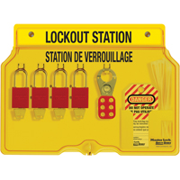 Lockout Station, Aluminum Padlocks, 4 Padlock Capacity, Padlocks Included Quali-T-Solutions