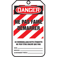 &eacute;tiquettes de verrouillage, Papier cartonn&eacute;, 3-1/8" la x 5-7/8" h, Français Quali-T-Solutions