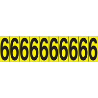 Individual Adhesive Number Markers, 6, 1-15/16" H, Black on Yellow Quali-T-Solutions