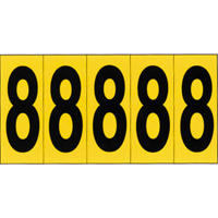 Individual Adhesive Number Markers, 8, 3-7/8" H, Black on Yellow Quali-T-Solutions