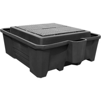 Palette de confinement avec drain, Capacit&eacute; de d&eacute;versement 385 gal., 73" x 80,5" x 29,5" Quali-T-Solutions