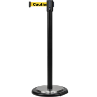 Free-Standing Crowd Control Barrier, Steel, 35" H, Yellow Tape, 7' Tape Length Quali-T-Solutions