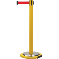 Free-Standing Crowd Control Barrier, Steel, 35" H, Red Tape, 12' Tape Length Quali-T-Solutions