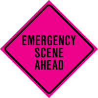Enseigne enroulable de circulation  Emergency Scene Ahead , 36" x 36", Vinyle, Anglais Quali-T-Solutions