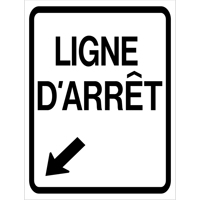 Enseigne enroulable de circulation  Ligne d'Arr&ecirc;t , 23-3/5" x 29-1/2", Vinyle, Français avec pictogramme Quali-T-Solutions