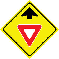 Enseigne enroulable de circulation  Yield Ahead , 36" x 36", Vinyle, Pictogramme Quali-T-Solutions