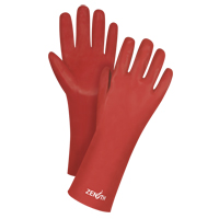 Red Smooth-Finish Chemical-Resistant Gloves, Size 9, 14" L, PVC, Interlock Inner Lining, 47-mil Quali-T-Solutions