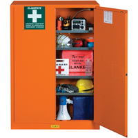 Emergency Preparedness Storage Cabinets, Steel, 4 Shelves, 65" H x 43" W x 18" D, Orange Quali-T-Solutions