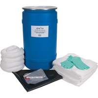 Trousse de lutte contre les d&eacute;versements pour &eacute;tabli, Huile seulement, Baril, Absorbance de 30 gal. US Quali-T-Solutions