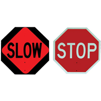 Panneau de signalisation &agrave; deux c&ocirc;t&eacute;s  Stop/Slow  Quali-T-Solutions