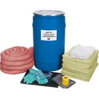 Trousse de lutte contre les d&eacute;versements de premi&egrave;re qualit&eacute;, Mati&egrave;res dangereuses, Baril, Absorbance de 30 gal. US Quali-T-Solutions