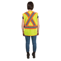 Veste d'arpenteur haute visibilit&eacute;, conforme &agrave; la CSA, Jaune lime haute visibilit&eacute;, Moyen, Polyester Quali-T-Solutions
