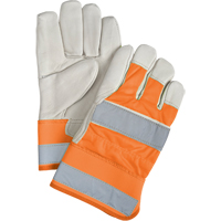 Premium Quality High Visibility Fitters Gloves, Large, Grain Cowhide Palm, Cotton Inner Lining Quali-T-Solutions