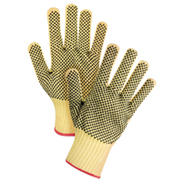 Gants tricot&eacute;s deux c&ocirc;t&eacute;s, sans couture, &agrave; pois, Taille Petit/7, Calibre 7, Rev&ecirc;tement PVC, Enveloppe en Kevlar, ASTM ANSI niveau A2/EN 388 niveau 3 Quali-T-Solutions