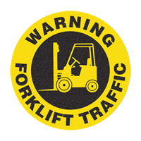 "Warning Forklift Traffic" Floor Sign, Adhesive, English with Pictogram Quali-T-Solutions