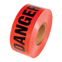 Reinforced Grade Barricade Tape, English, 3" W x 500' L, 5 mils, Black on Red Quali-T-Solutions