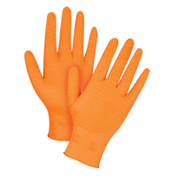 Gants de poids lourd Gripper, Grand, Nitrile, 7 mils, Sans poudre, Orange Quali-T-Solutions
