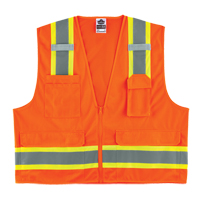 GloWear&reg; 8248Z Two-Tone Surveyors Vest, High Visibility Orange, Medium/Small, Polyester Quali-T-Solutions