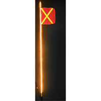 Fanions DEL robustes Safety Whip, Fixation Attelage, Hauteur 8, Orange avec X r&eacute;fl&eacute;chissant Quali-T-Solutions