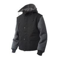 Manteau avec manches &agrave; fermeture &agrave; glissi&egrave;re, Hommes, Grand, Noir Quali-T-Solutions