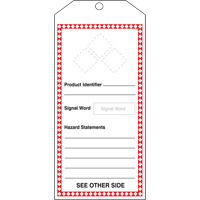 GHS Jumbo Safety Tag, Cardstock, 3-7/8" W x 8-1/2" H, English Quali-T-Solutions