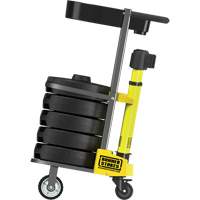 PLUS Barrier Post Cart Kit with Tray, 75' L, Metal, Yellow Quali-T-Solutions