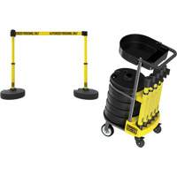 Chariot de transport avec plateau pour barri&egrave;re PLUS, 75' lo, M&eacute;tal, Jaune Quali-T-Solutions