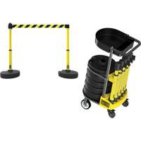 PLUS Barrier Post Cart Kit with Tray, 75' L, Metal, Yellow Quali-T-Solutions