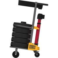 Chariot de transport avec plateau pour barri&egrave;re PLUS, 75' lo, M&eacute;tal, Rouge Quali-T-Solutions