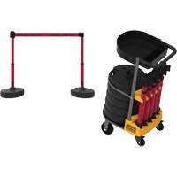 Chariot de transport avec plateau pour barri&egrave;re PLUS, 75' lo, M&eacute;tal, Rouge Quali-T-Solutions