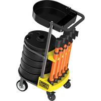 Chariot de transport avec plateau pour barri&egrave;re PLUS, 75' lo, M&eacute;tal, Orange Quali-T-Solutions