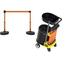 Chariot de transport avec plateau pour barri&egrave;re PLUS, 75' lo, M&eacute;tal, Orange Quali-T-Solutions