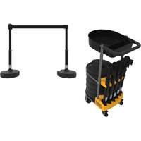 Chariot de transport avec plateau pour barri&egrave;re PLUS, 75' lo, M&eacute;tal, Noir Quali-T-Solutions