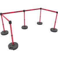 PLUS Barrier Post Set X5, Plastic, 42" H, Red Tape, 15' Tape Length Quali-T-Solutions