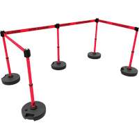 PLUS Barrier Post Set X5, Plastic, 42" H, Red Tape, 15' Tape Length Quali-T-Solutions