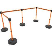 PLUS Barrier Post Set X5, Plastic, 42" H, Orange Tape, 15' Tape Length Quali-T-Solutions