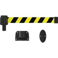 PLUS Wall Mount Barrier System, Plastic, Screw Mount, 15', Black and Yellow Tape Quali-T-Solutions