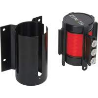 Barri&egrave;re &agrave; fixation murale avec ruban magn&eacute;tique, Acier, Fixation par vis, 12', Ruban Rouge Quali-T-Solutions