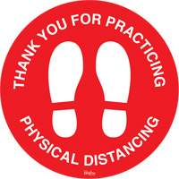 "Physical Distancing" Floor Sign, Adhesive, English with Pictogram Quali-T-Solutions