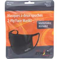 Masques r&eacute;utilisable &agrave; deux couches, Polyester, Noir Quali-T-Solutions