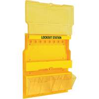 Deluxe Lockout Station with Cover and Trilingual Labels, None Padlocks, 32 Padlock Capacity, Padlocks Not Included Quali-T-Solutions