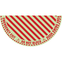 "Emergency Exit" Half Circle Swing Door Floor Sign, Adhesive, English with Pictogram Quali-T-Solutions