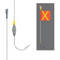 Tiges de s&eacute;curit&eacute; tout-temps de s&eacute;rie lourde avec lumi&egrave;re DEL constante Safety Whip, Fixation Ressort, Hauteur 3', Orange avec X r&eacute;fl&eacute;chissant Quali-T-Solutions