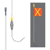 Tiges de s&eacute;curit&eacute; tout-temps de s&eacute;rie lourde avec lumi&egrave;re DEL constante Safety Whip, Fixation Ressort, Hauteur 5', Orange avec X r&eacute;fl&eacute;chissant Quali-T-Solutions