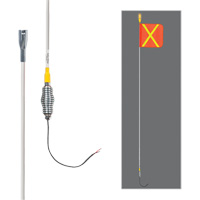 Tiges de s&eacute;curit&eacute; tout-temps de s&eacute;rie lourde avec lumi&egrave;re DEL constante Safety Whip, Fixation Ressort, Hauteur 12', Orange avec X r&eacute;fl&eacute;chissant Quali-T-Solutions