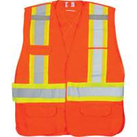 Veste d'arpenteur haute visibilit&eacute; conforme &agrave; la CSA, Orange haute visibilit&eacute;, Moyen, Polyester Quali-T-Solutions
